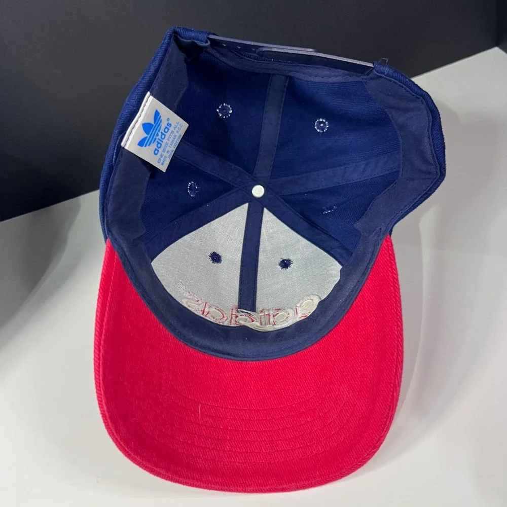 Vintage‎ Adidas America Snapback Hat Blue Red Brim Two Tone 90s Cap OSFM